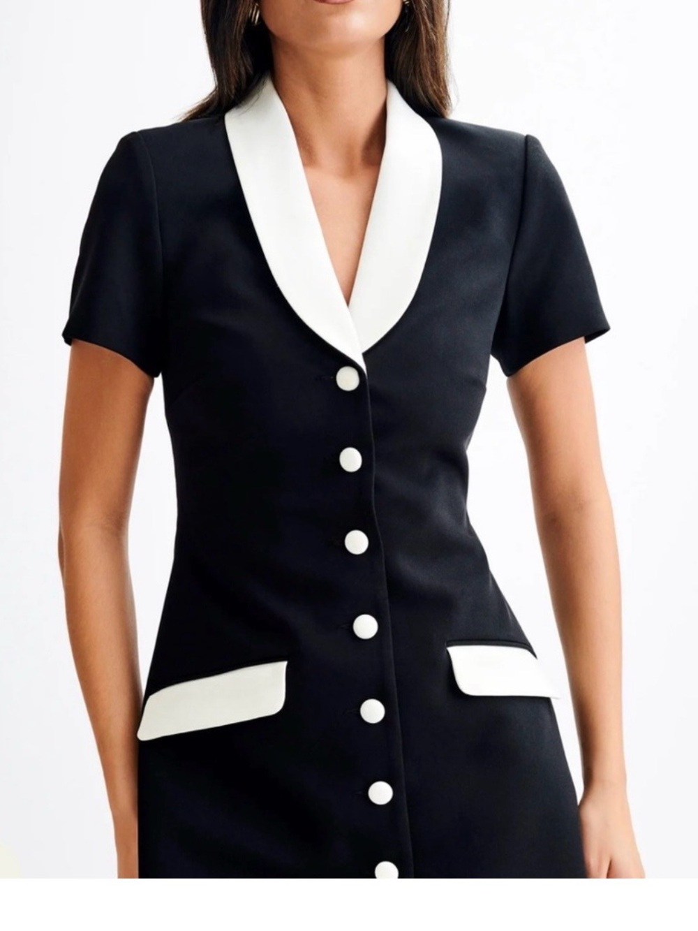 Meshki Paolina Collared Suiting Mini Dress with Contrast Trim - Picture 2 of 5